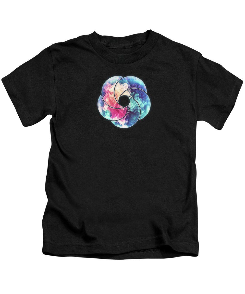 Triangle Kids T-Shirt featuring the digital art Geometry Triangle Wave Multicolor Mosaic Pattern HDR  Low Poly Art by Philipp Rietz