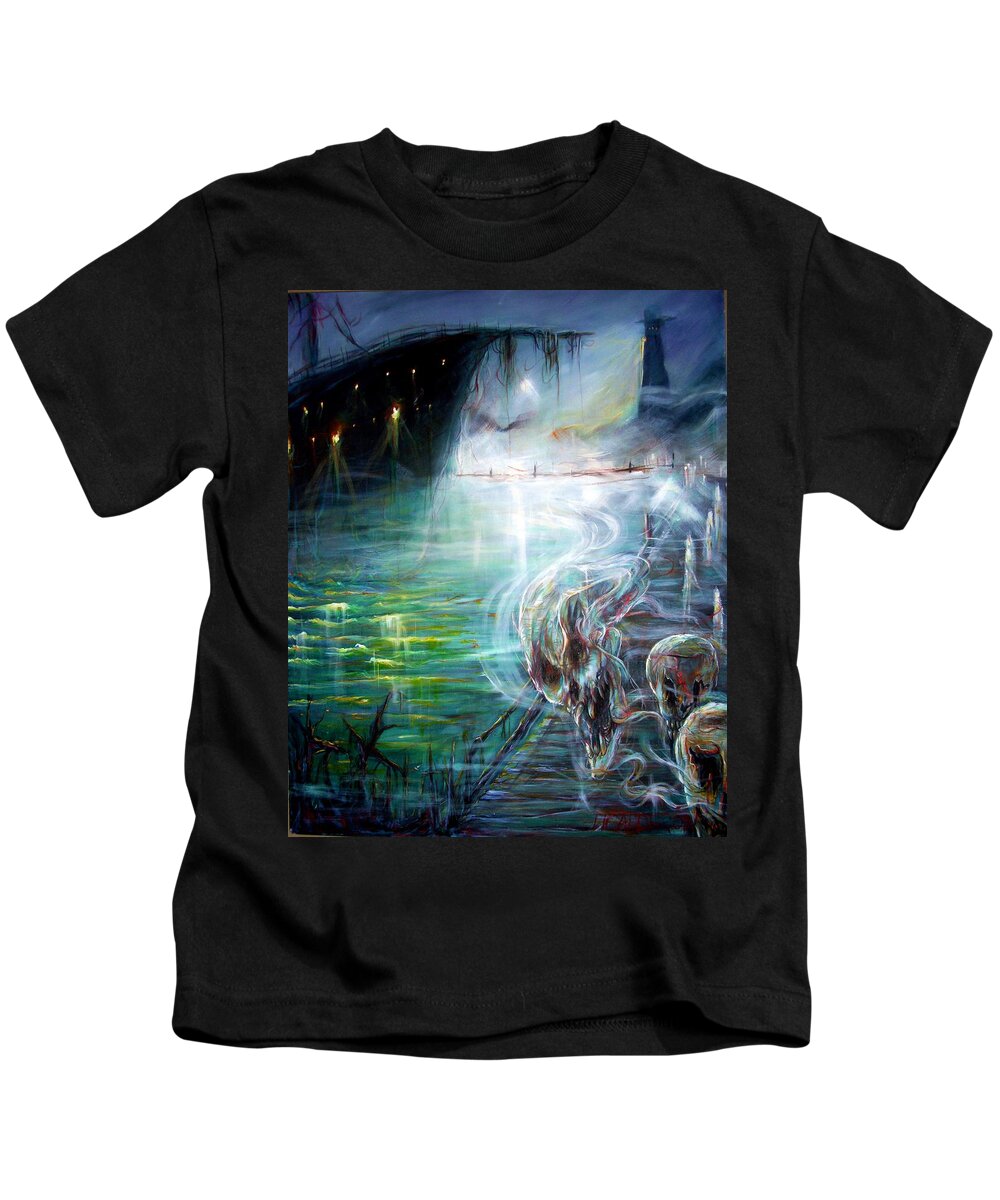 Skeleton Kids T-Shirt featuring the painting Ghost Ship 2 by Heather Calderon
