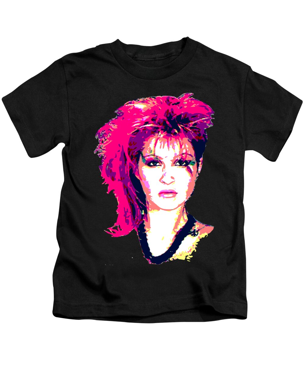 Cyndi Lauper Kids T-Shirt featuring the digital art Girls Just Wanna Be Pink Pop Art by Megan Miller