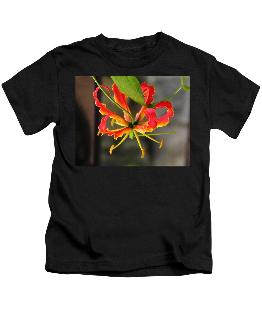 Flower Kids T-Shirt featuring the photograph Gloriosa Lily by Allen Nice-Webb