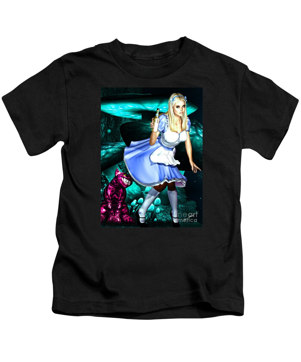 Alice In Wonderland Kids T-Shirt featuring the digital art Go Ask Alice by Alicia Hollinger