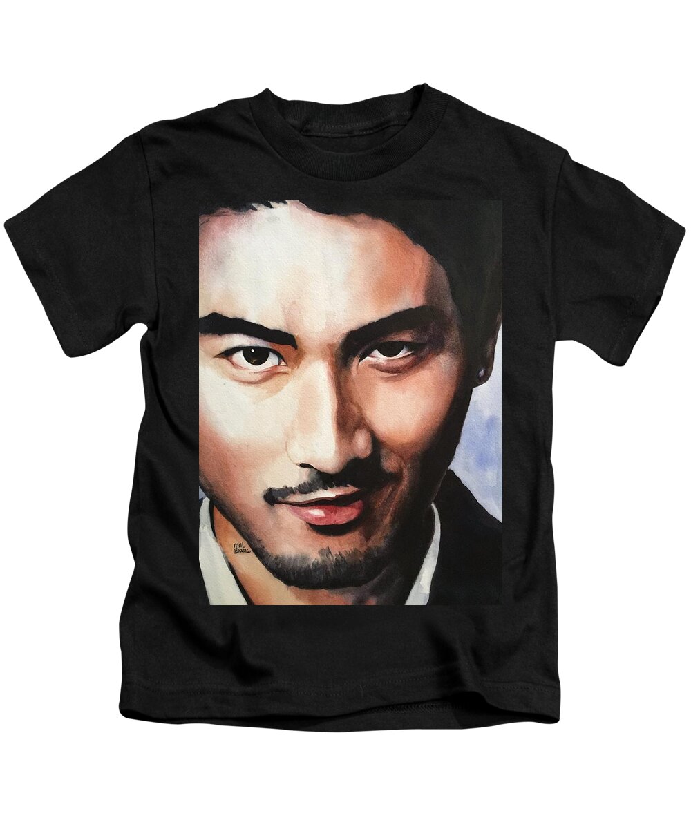 Asian Celebrity Kids T-Shirt featuring the painting Godfrey Gao by Michal Madison