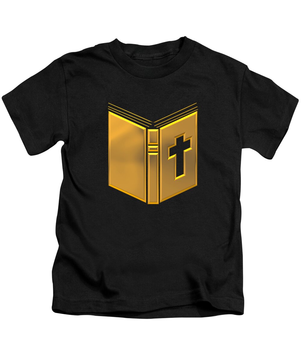 Bible Kids T-Shirt featuring the digital art Golden Holy Bible by Rose Santuci-Sofranko