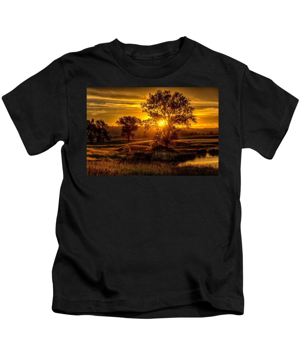 Landscape Kids T-Shirt featuring the photograph Golden Hour by Fiskr Larsen