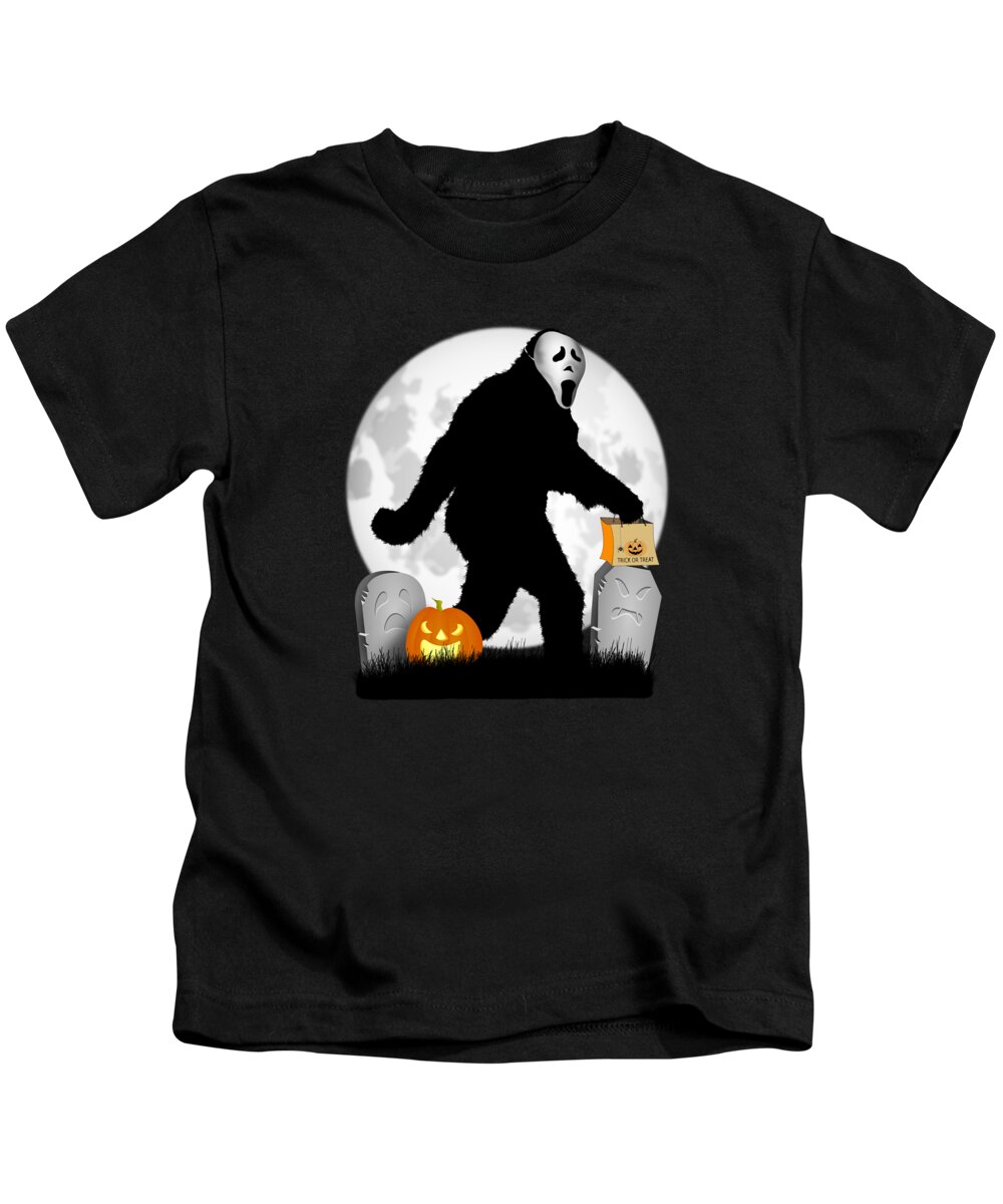 Sasquatch Kids T-Shirt featuring the digital art Gone Halloween Squatchin' by Gravityx9 Designs