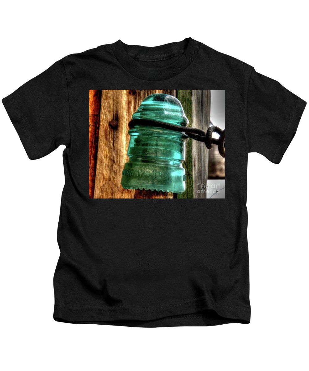 Glass Insulator Kids T-Shirt featuring the photograph Green Glass Insulator by Mark Valentine