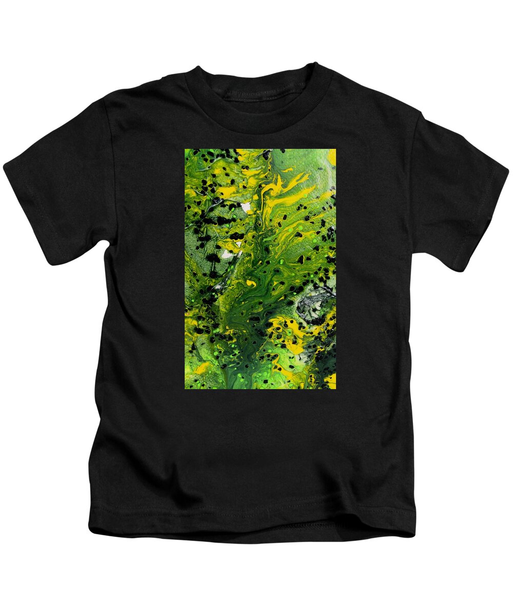 Abstract Kids T-Shirt featuring the painting Green Green by Louise Adams