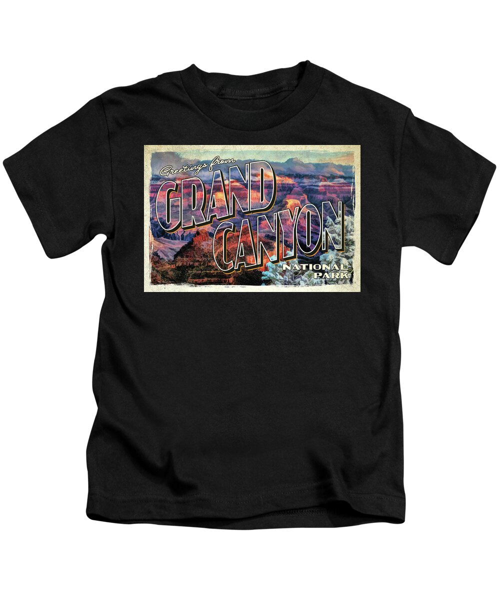 Grand Canyon Kids T-Shirt featuring the painting Greetings from Grand Canyon National Park by Christopher Arndt