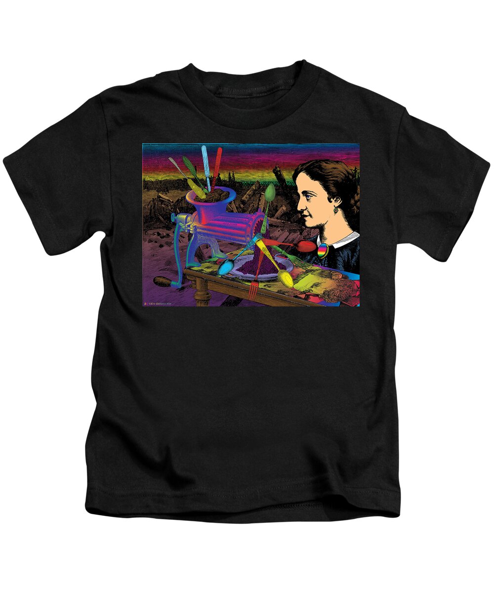 Sunset Kids T-Shirt featuring the digital art Hamlets Mill by Eric Edelman