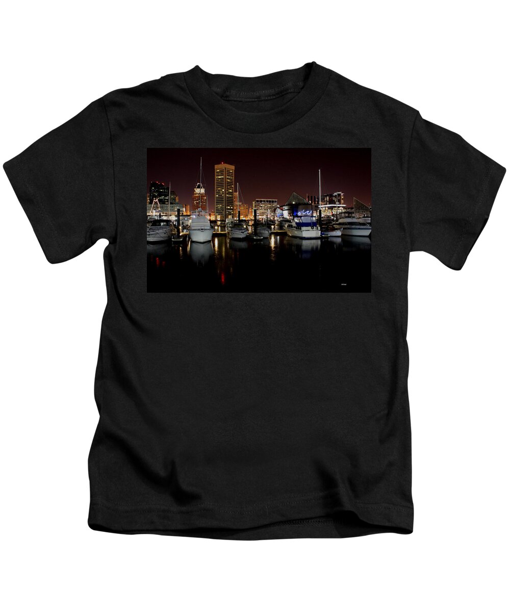 Harbor Kids T-Shirt featuring the photograph Harbor Nights - Trade Center in Focus by Ronald Reid