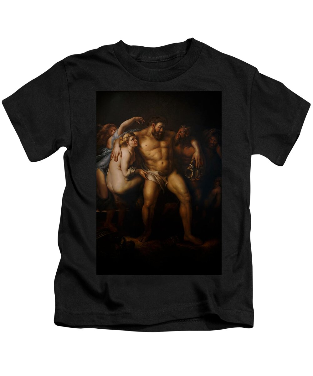 Oil Kids T-Shirt featuring the painting Hercules after Peter Paul Rubens by Giorgio Tuscani