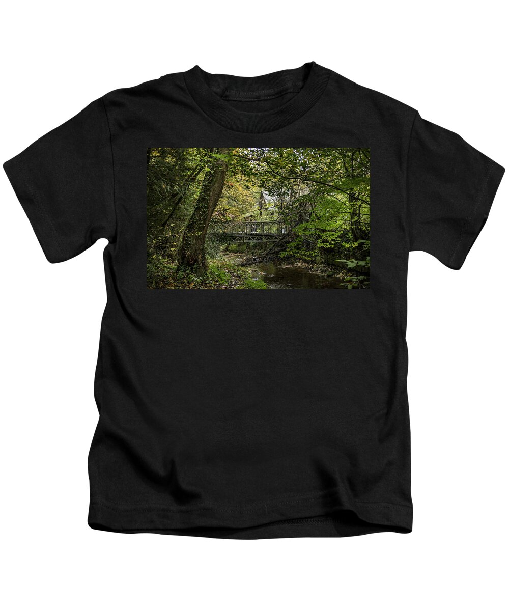 Season Kids T-Shirt featuring the photograph Hidden Bridge at Offas Dyke by Spikey Mouse Photography