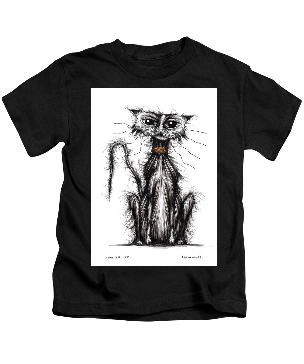Homeless Kids T-Shirt featuring the drawing Homeless cat by Keith Mills