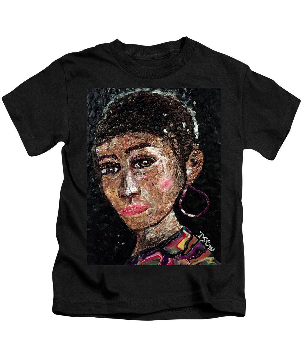 Woman Kids T-Shirt featuring the mixed media Honey by Deborah Stanley