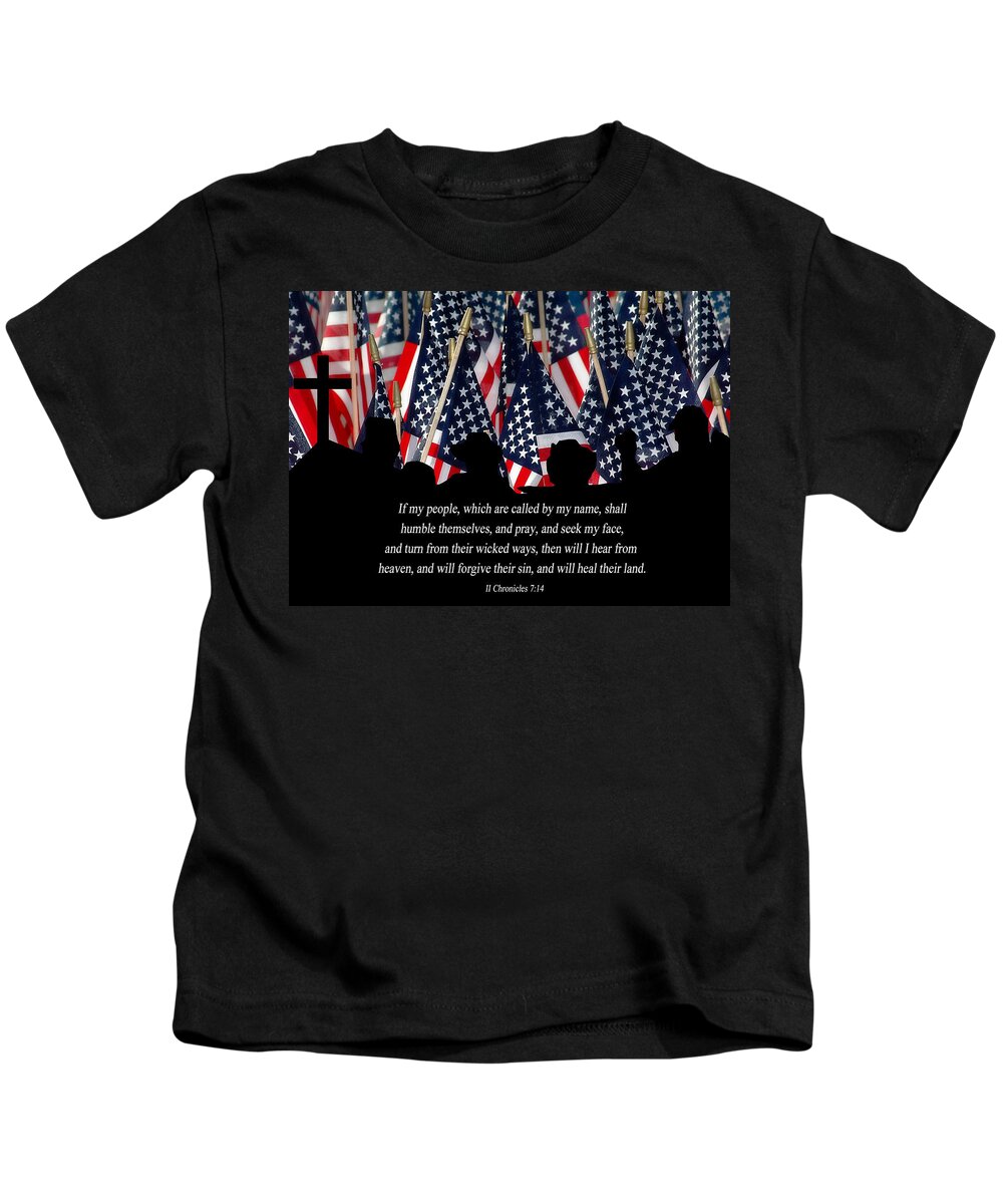 American Flags Kids T-Shirt featuring the photograph If My People by Carolyn Marshall