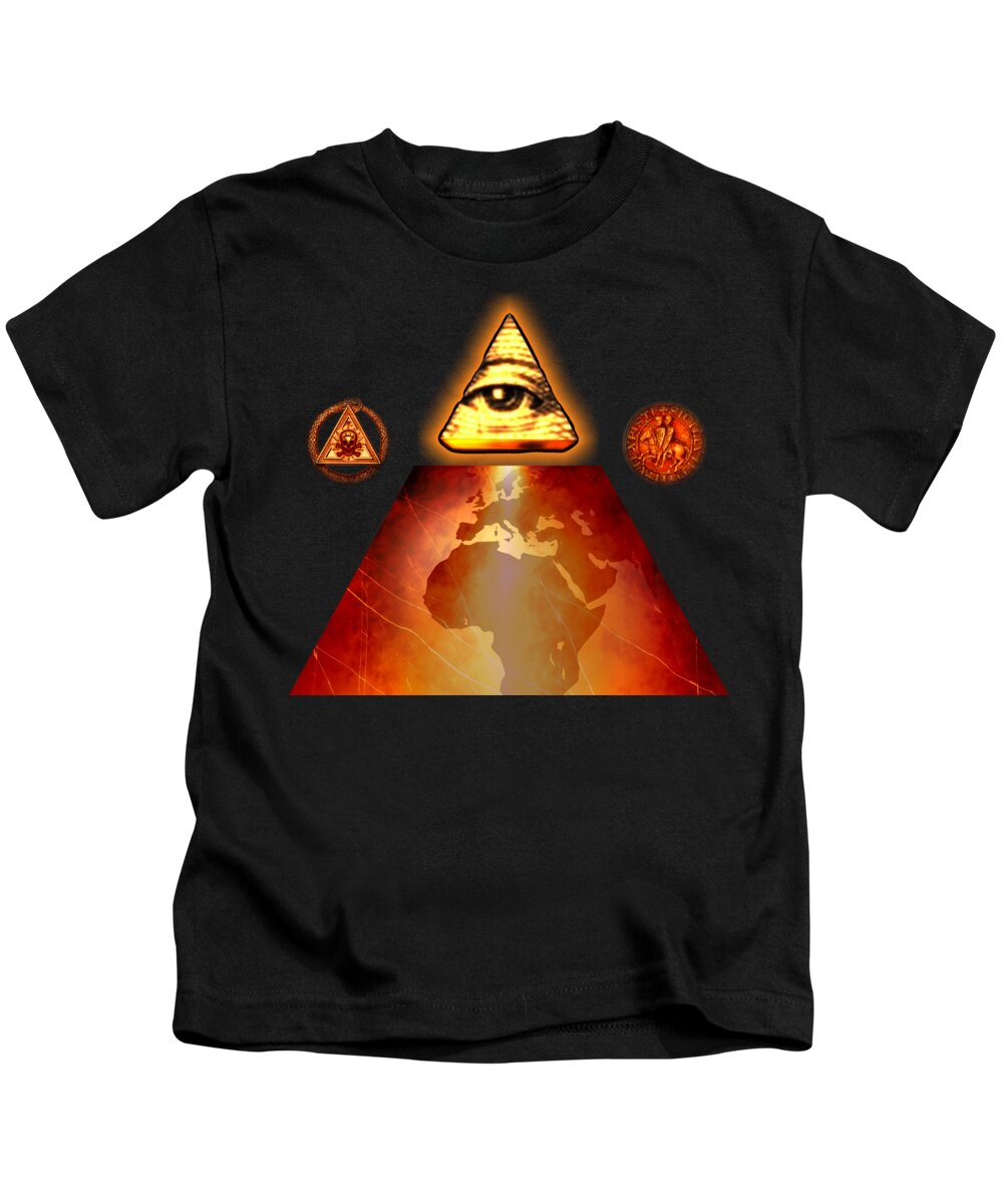 Fantasy Kids T-Shirt featuring the painting Illuminati World by Pierre Blanchard by Esoterica Art Agency