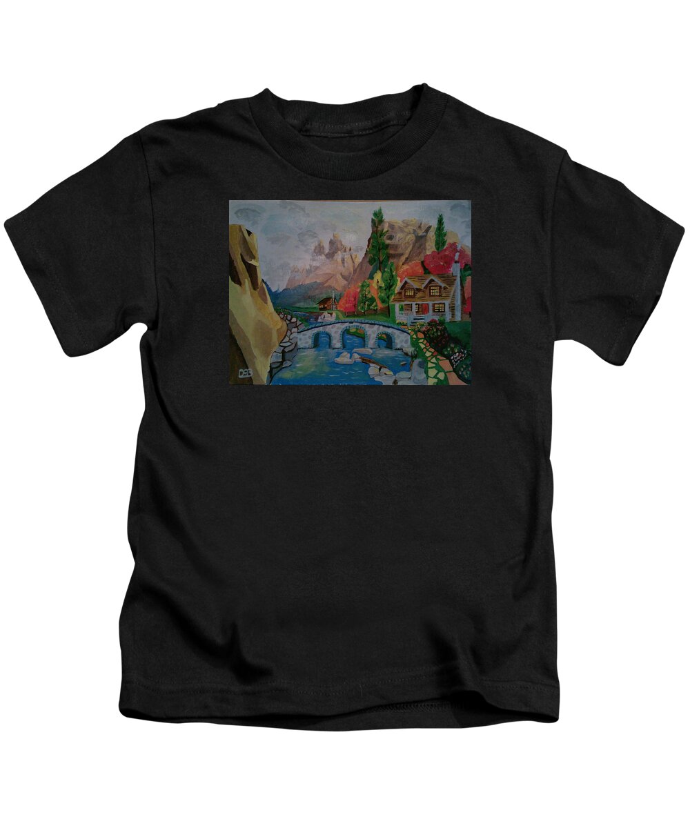 Mountain Kids T-Shirt featuring the painting In the Valley by David Bigelow
