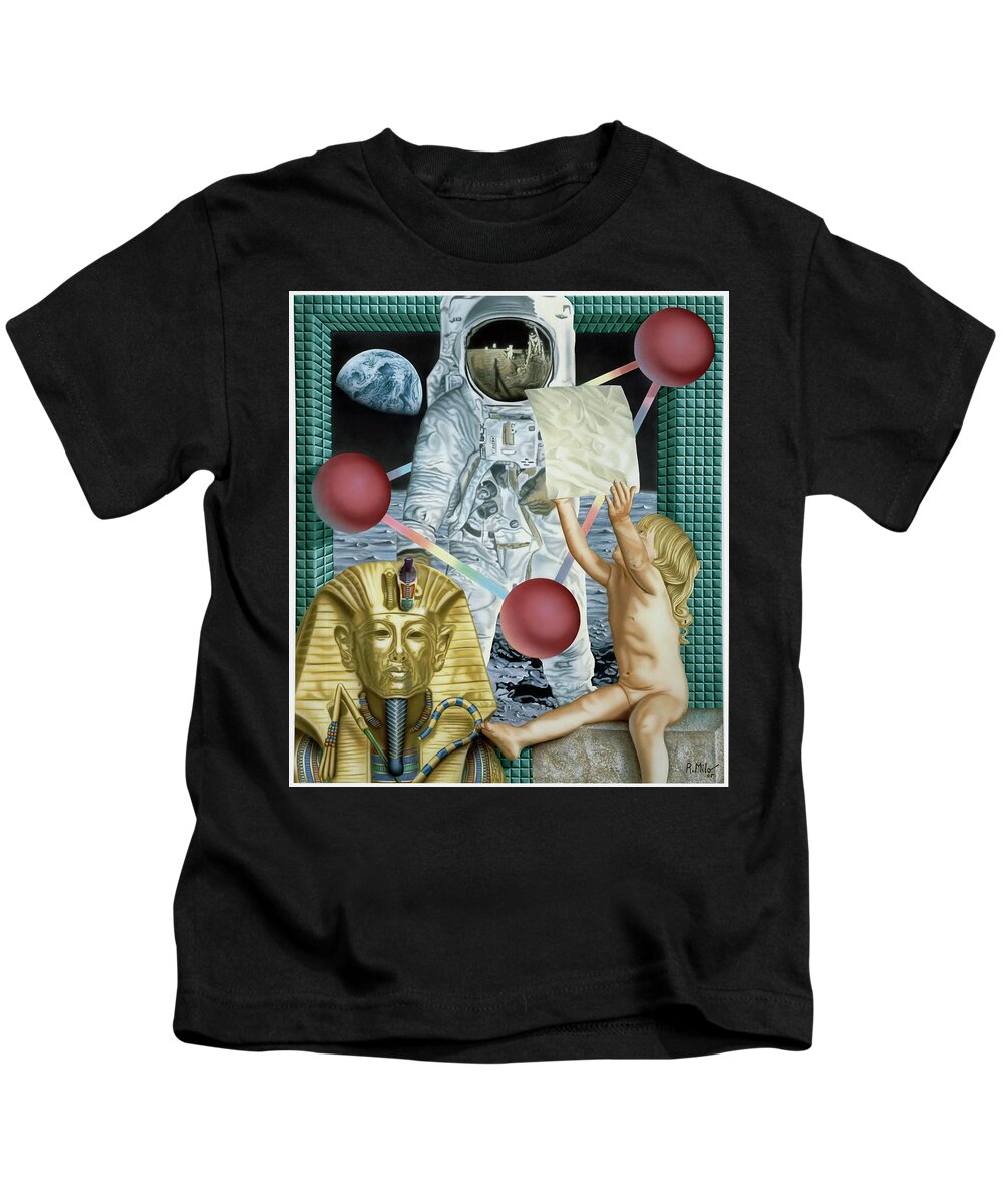 Astronauts Kids T-Shirt featuring the painting Instructions by Rich Milo