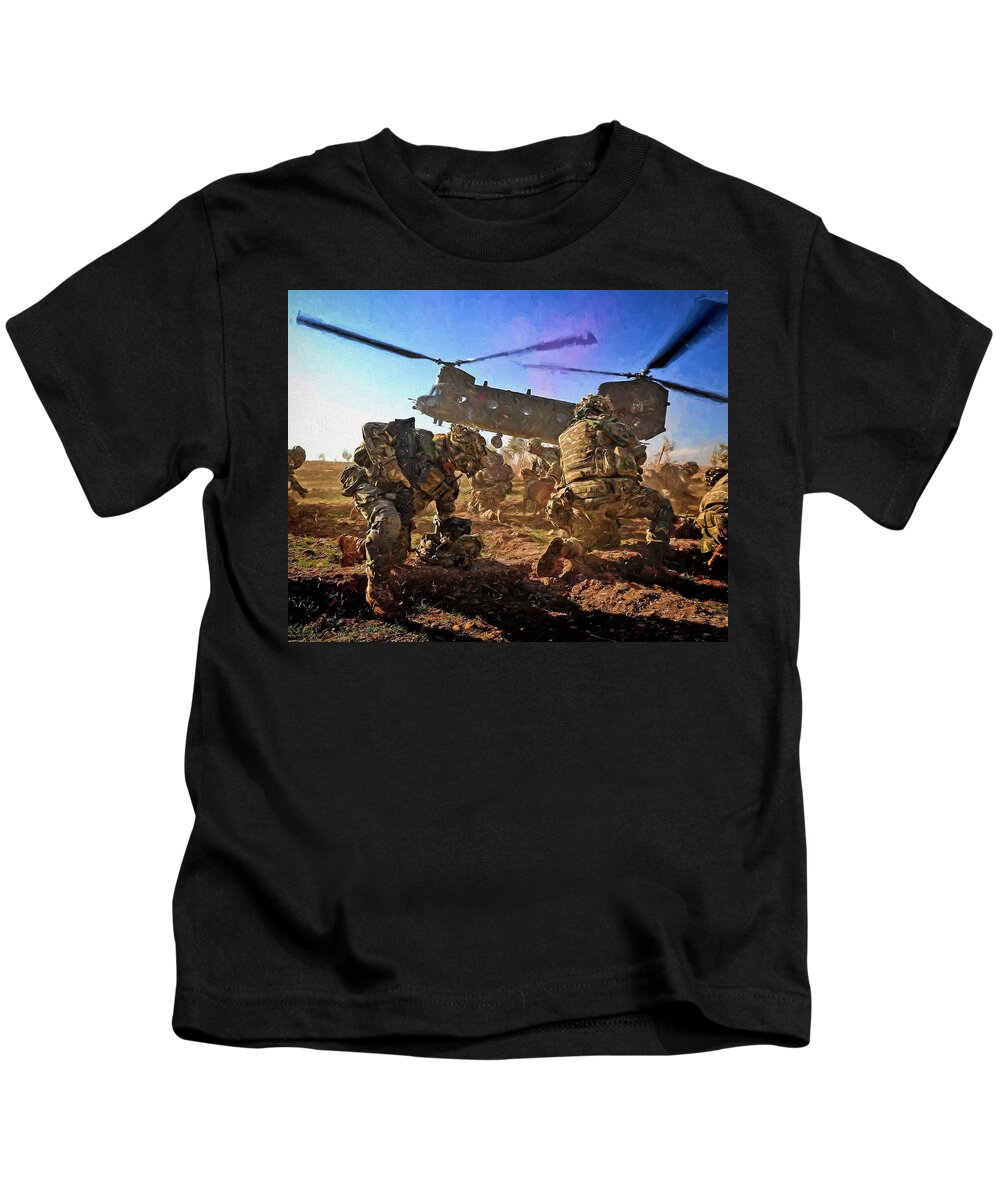 Army Kids T-Shirt featuring the digital art Into Battle - Painting by Roy Pedersen