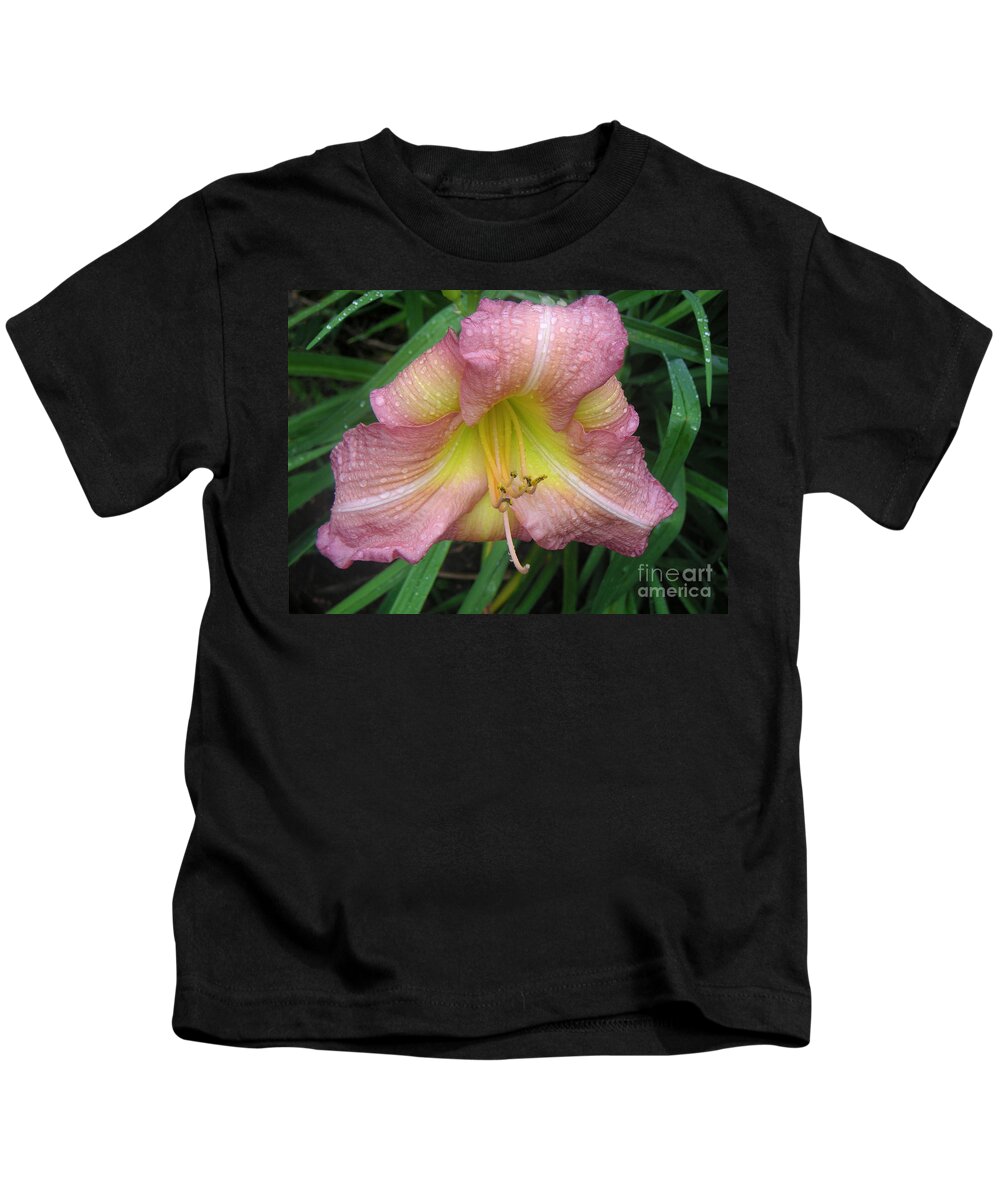 Nature Kids T-Shirt featuring the photograph Jacqueline's Garden - Lily Glistening Too by Lucyna A M Green