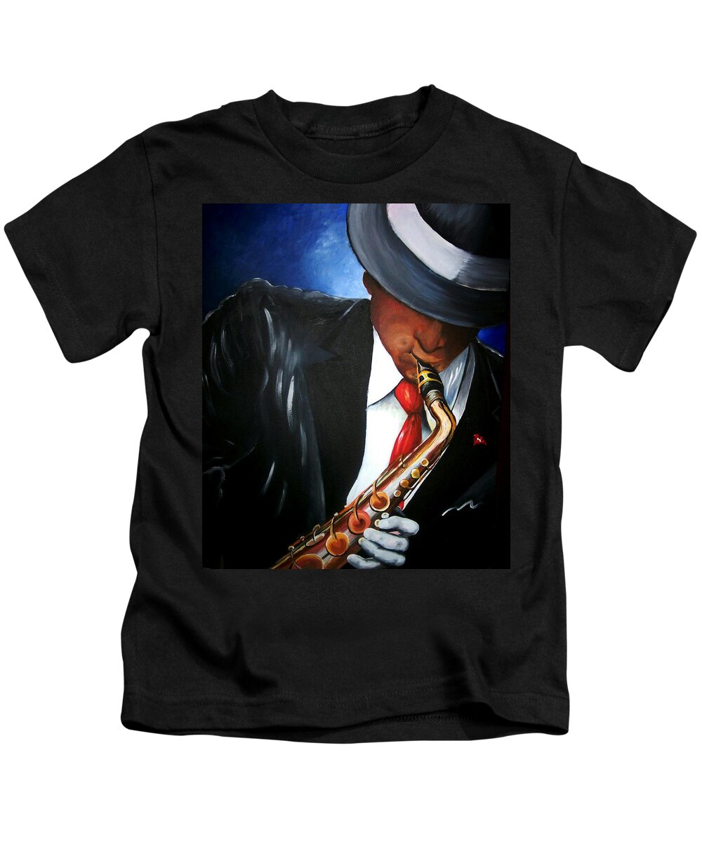 Jazz Kids T-Shirt featuring the painting Jazz Man by Arthur Covington