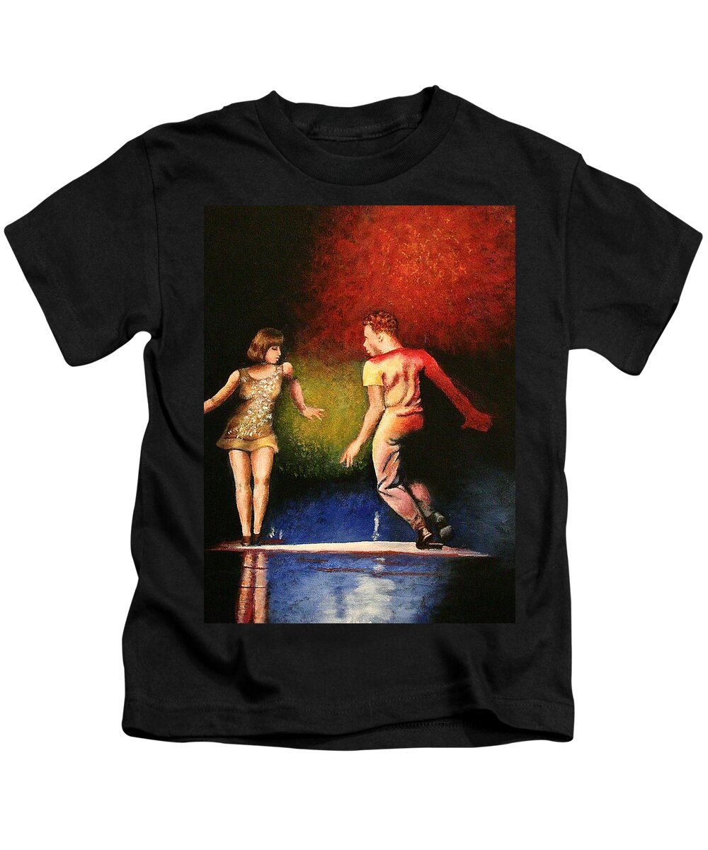 People Kids T-Shirt featuring the painting Jive Dancers by Carol Neal-Chicago