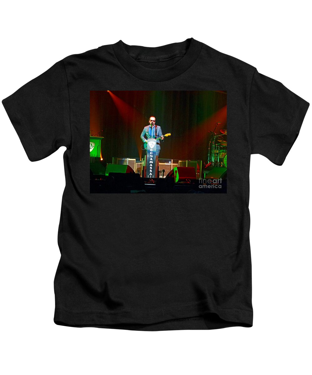 Joe Bonamassa Kids T-Shirt featuring the photograph JOE BONAMASSA - Live Performance in Eugene Oregon by Tanya Filichkin