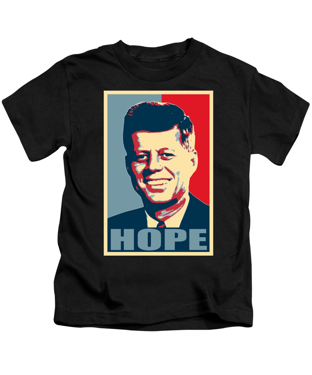 Jfk Kids T-Shirt featuring the digital art John F Kennedy Hope Poster Art by Megan Miller