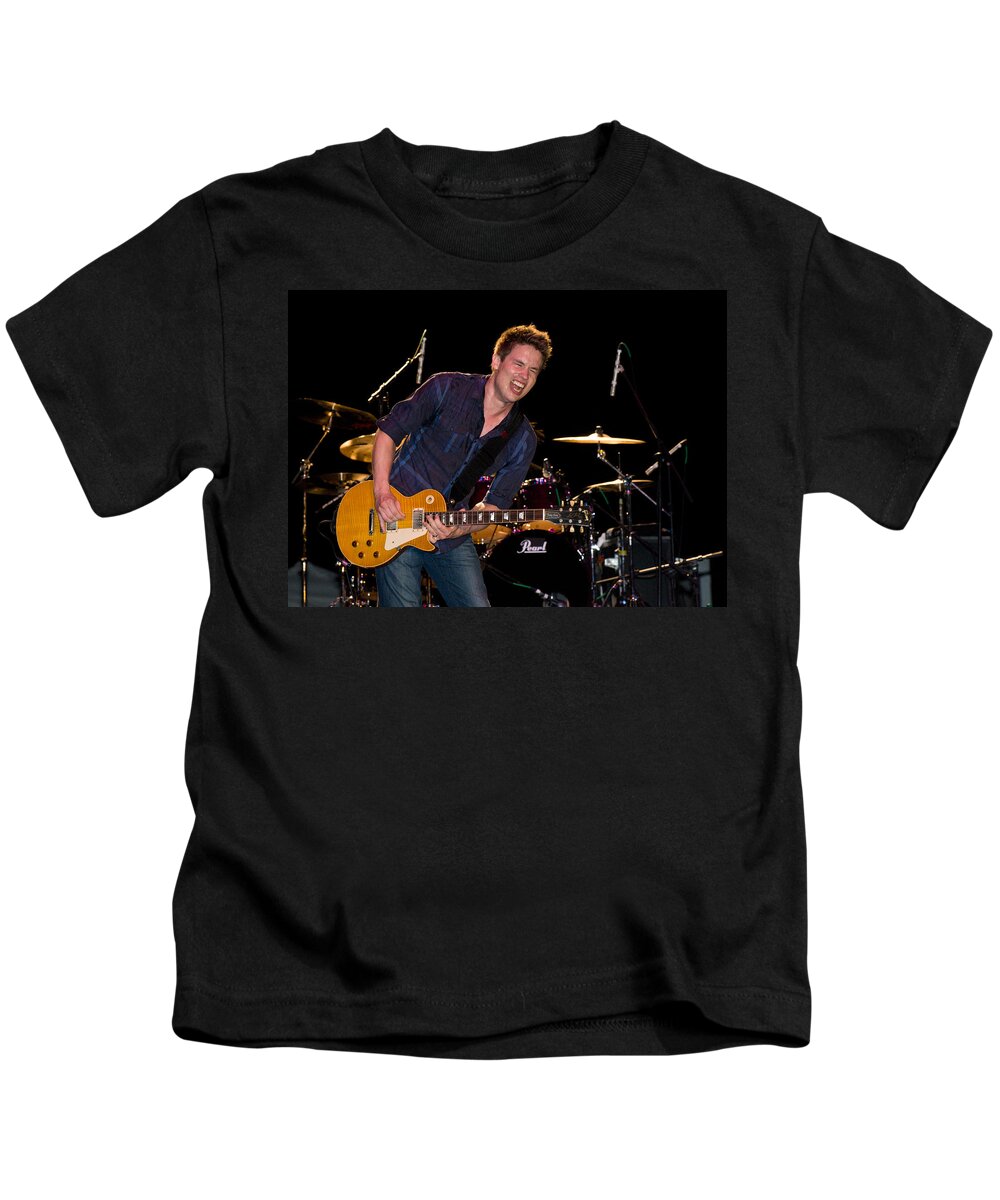Tampa Bay Blues Festival 2011 Kids T-Shirt featuring the photograph Jonny Lang Rocks his 1958 Les Paul Gibson Guitar by Ginger Wakem