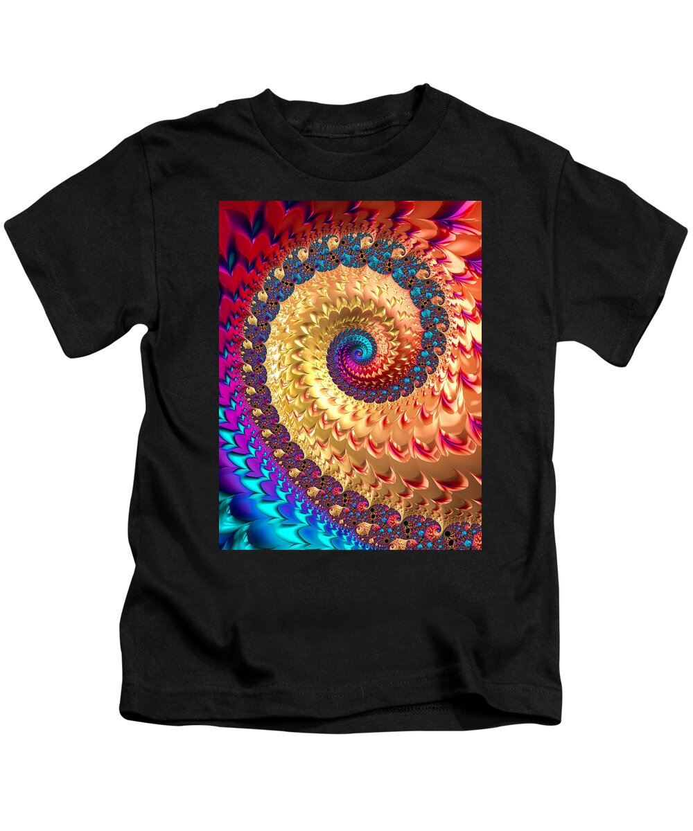 Spiral Kids T-Shirt featuring the digital art Joyful fractal spiral full of energy by Matthias Hauser