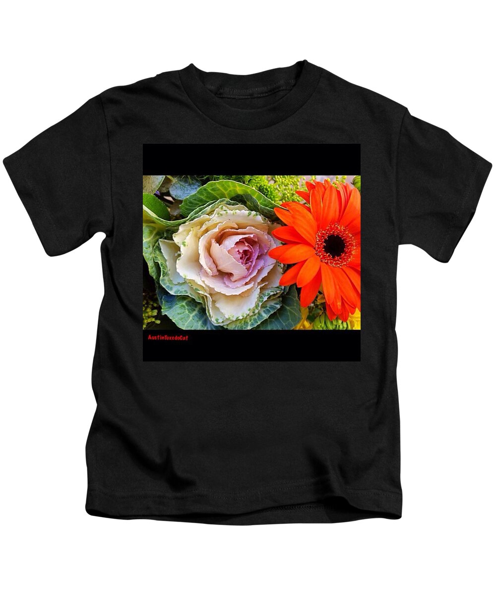Flowersofinstagram Kids T-Shirt featuring the photograph Just One Of Those Days Made Better With by Austin Tuxedo Cat