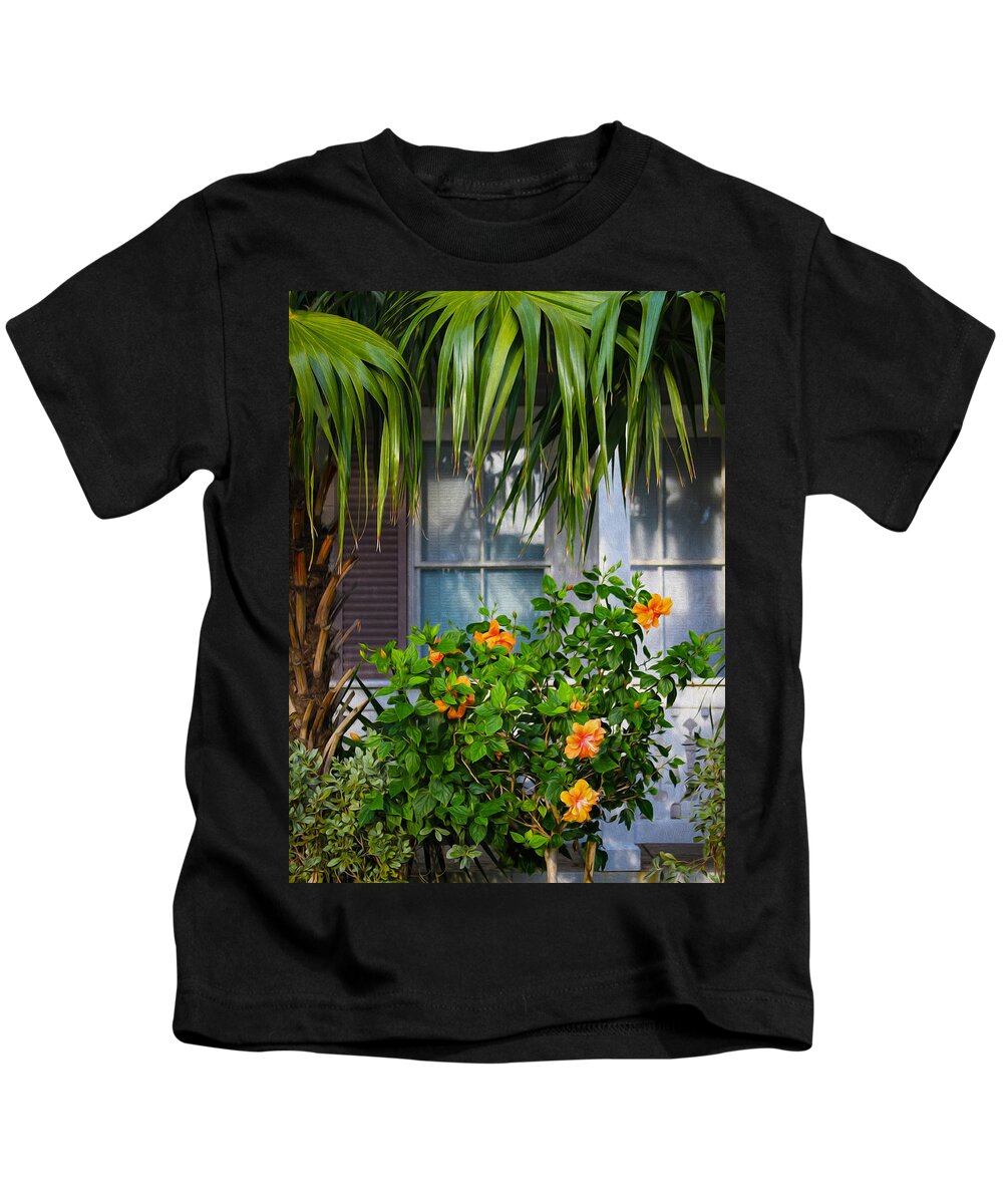 Bonnie Follett Kids T-Shirt featuring the photograph Key West Garden by Bonnie Follett