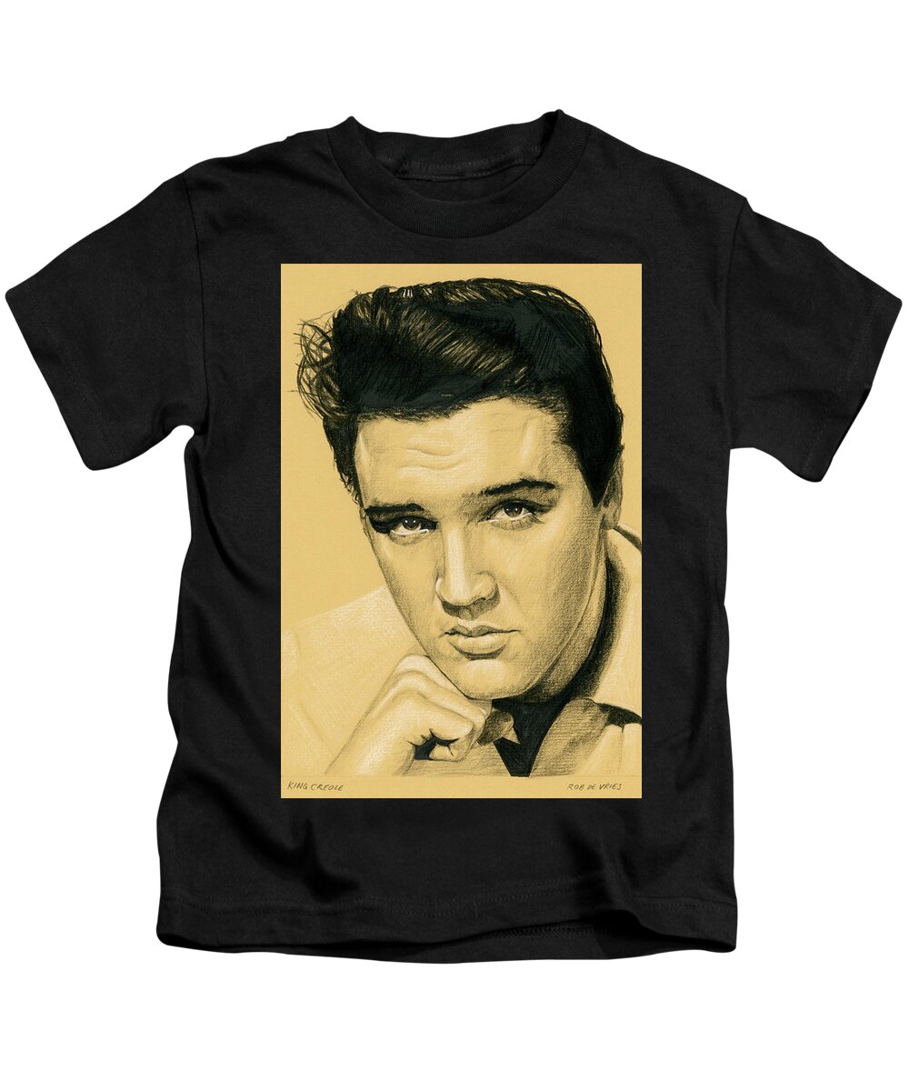 Elvis Kids T-Shirt featuring the drawing King Creole by Rob De Vries