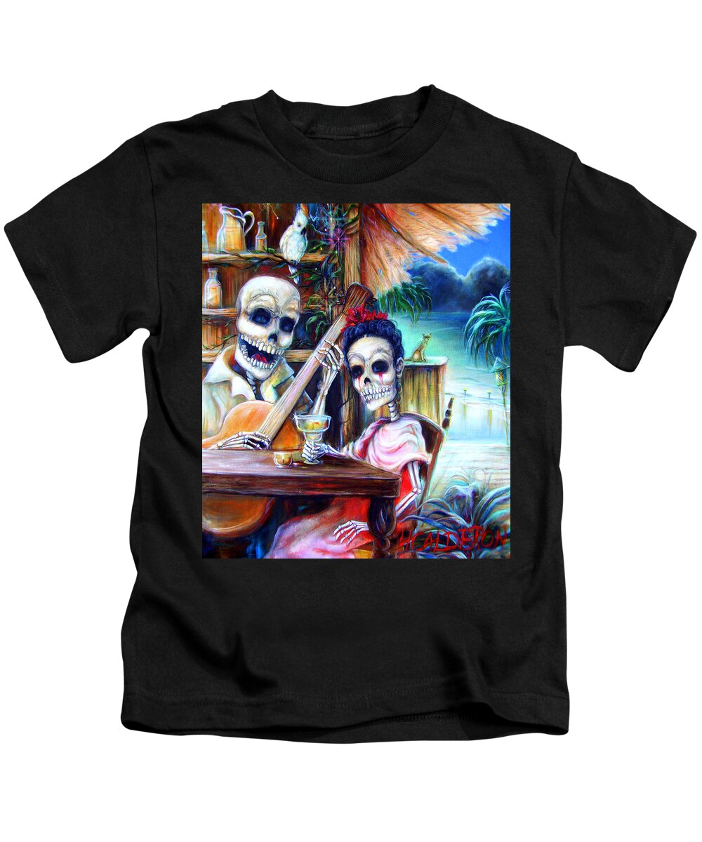Dia De Lost Muertos Kids T-Shirt featuring the painting La Borracha by Heather Calderon