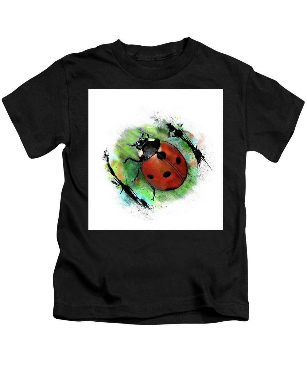 Insect Kids T-Shirt featuring the drawing Ladybug Drawing by John Dyess