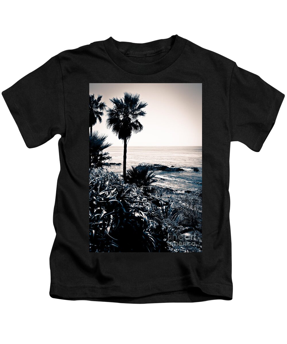 America Kids T-Shirt featuring the photograph Laguna Beach California Black and White by Paul Velgos