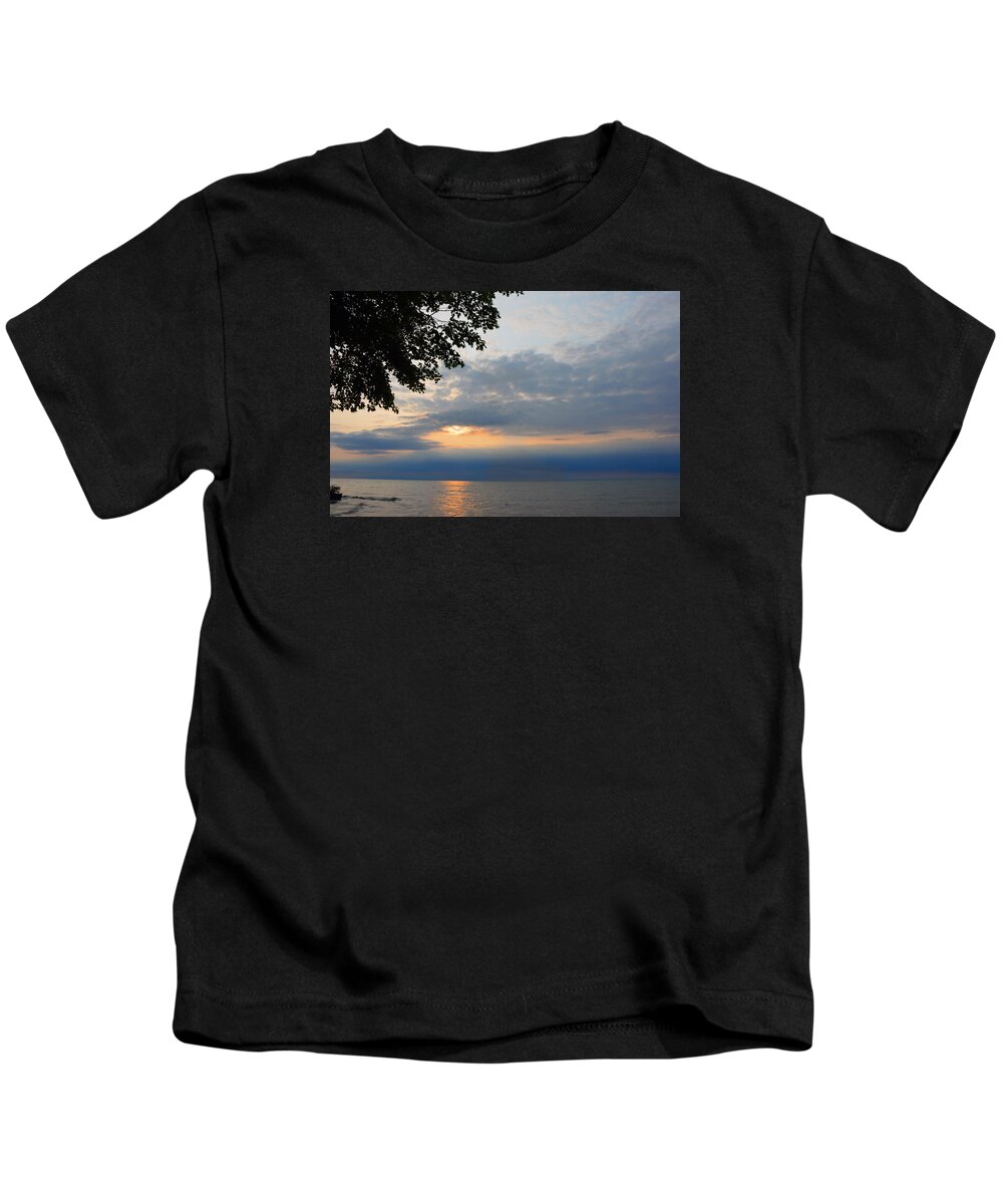 Lake Erie Kids T-Shirt featuring the photograph Lake Erie Sunset by Lena Wilhite
