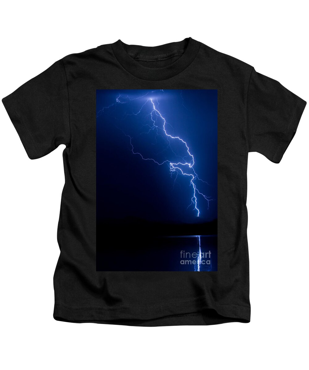 Lightning Kids T-Shirt featuring the photograph Lake Lightning Strike by James BO Insogna