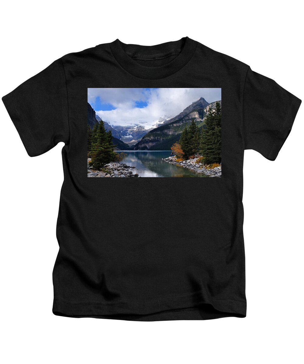 Lake Louise Kids T-Shirt featuring the photograph Lake Louise by Larry Ricker