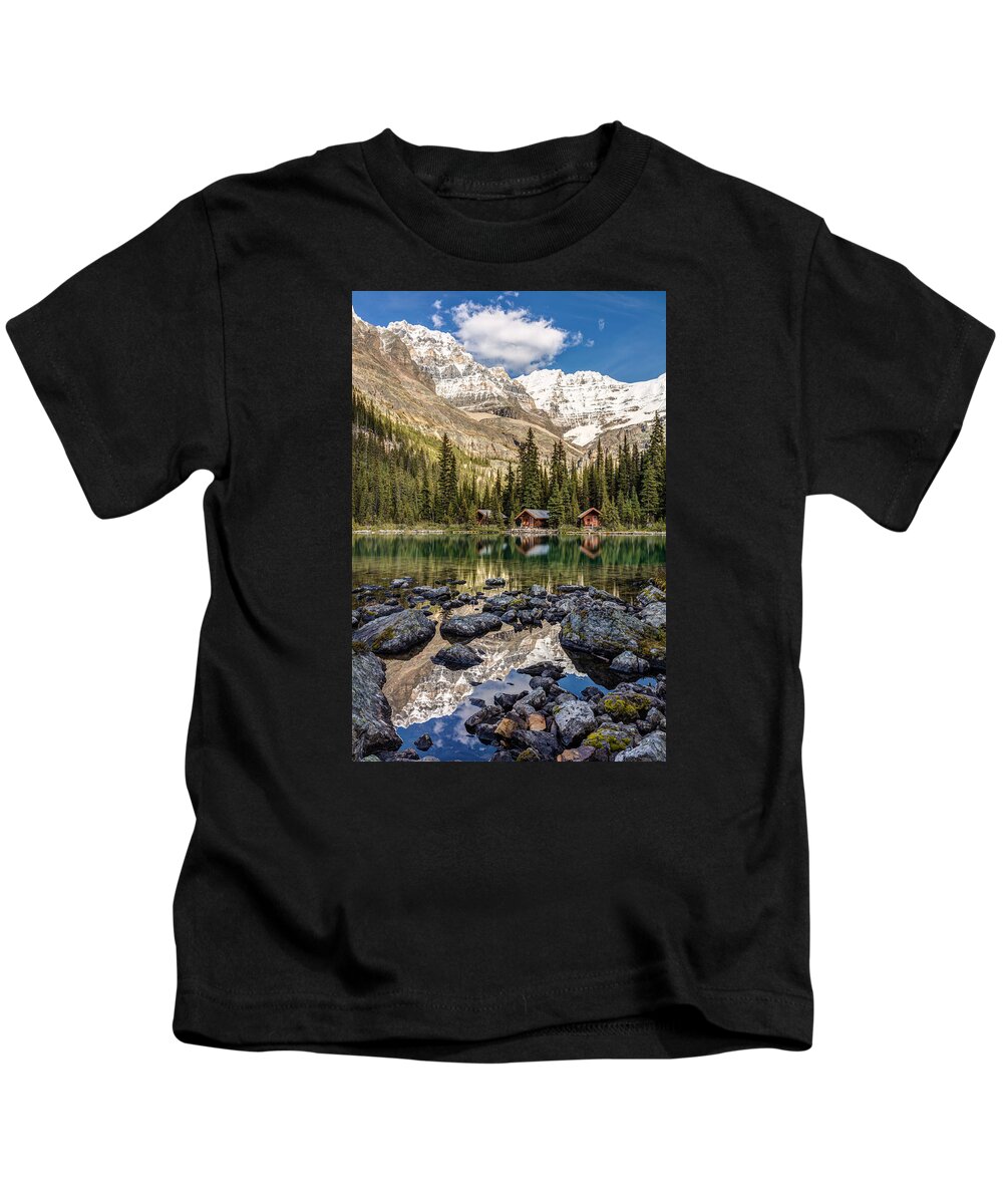 Lake O'hara Kids T-Shirt featuring the photograph Lake O'Hara Lodge by Pierre Leclerc Photography