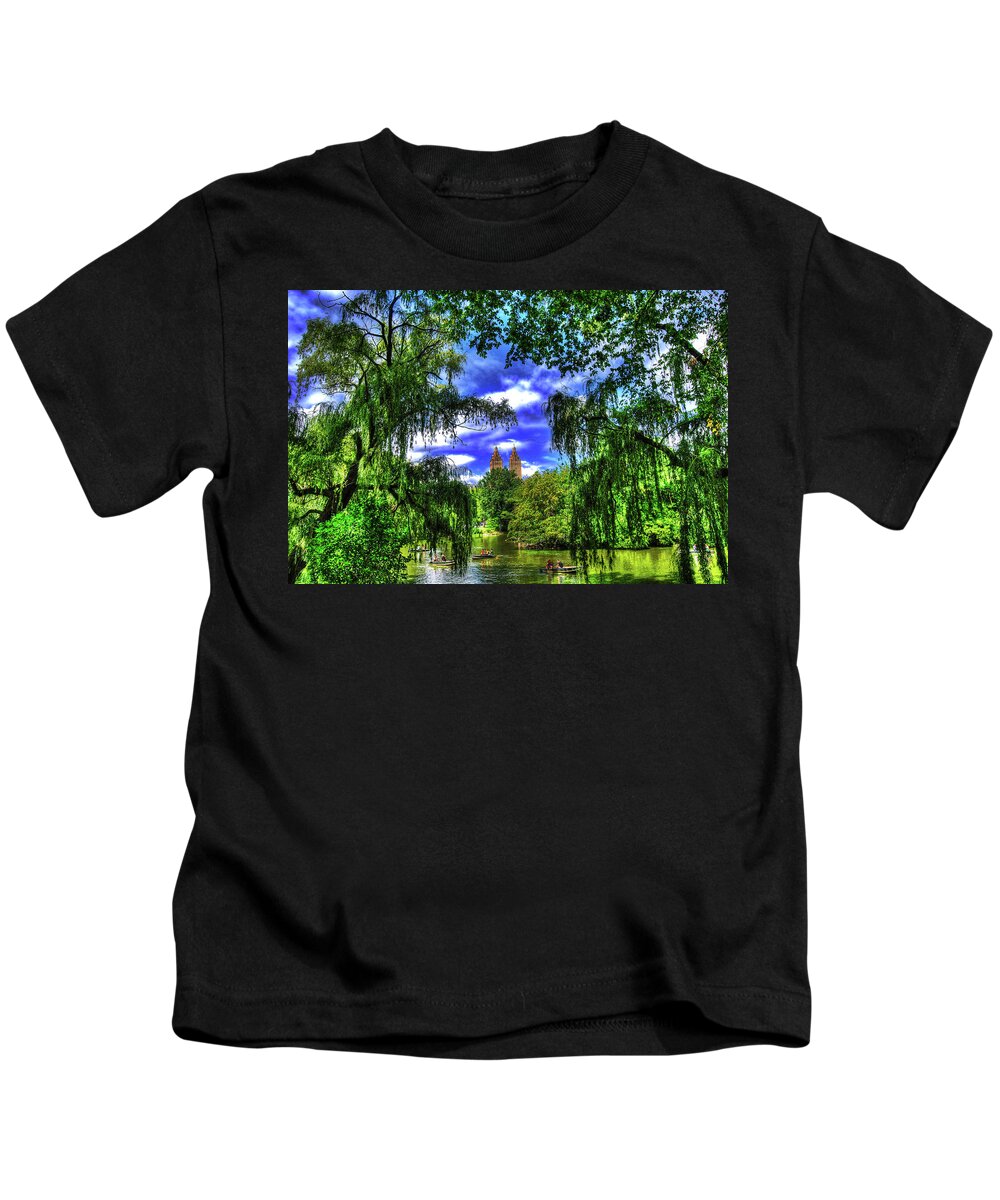 Manhattan Kids T-Shirt featuring the photograph Lakeboat in Central Park Too by Randy Aveille
