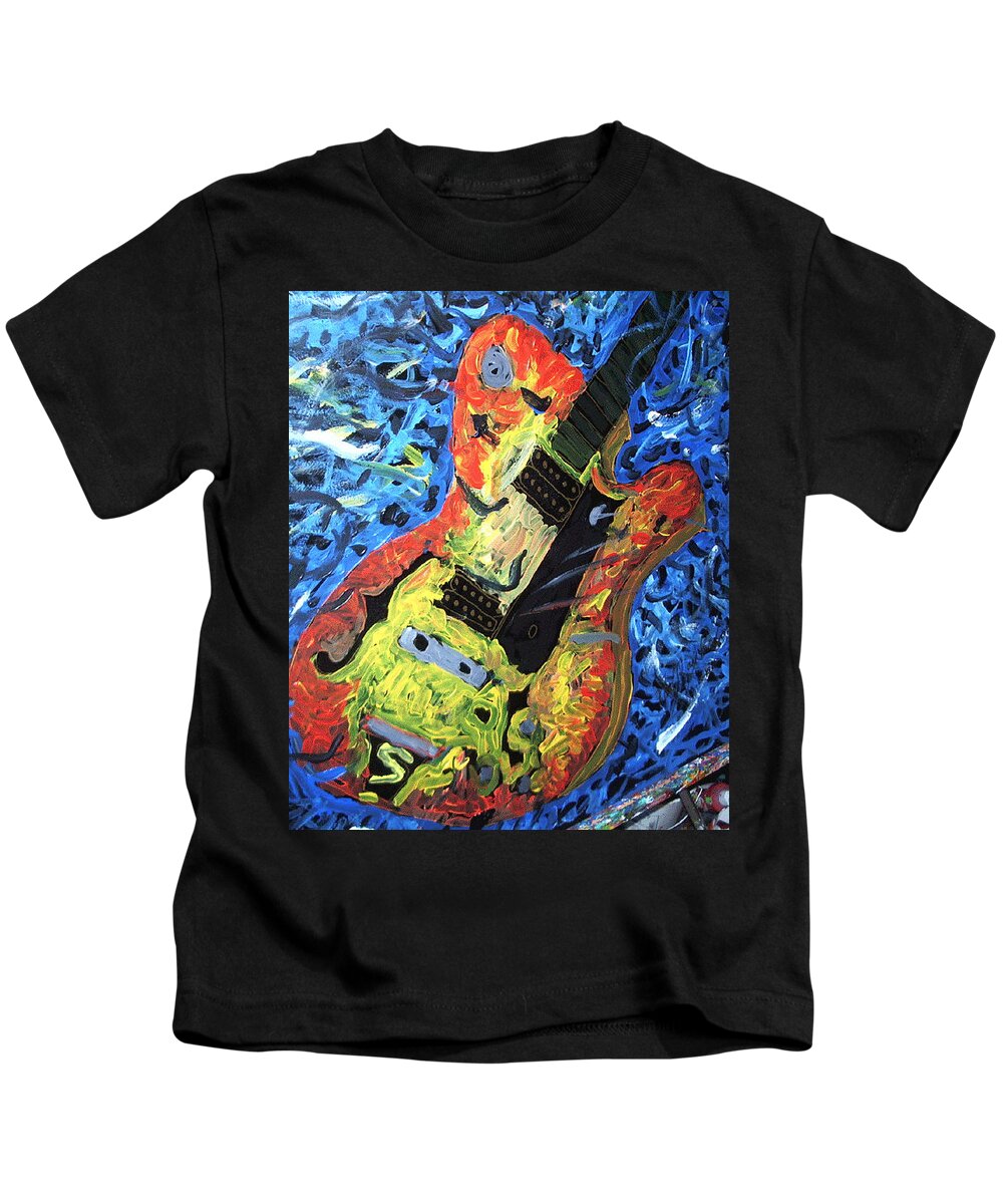 Larry Carlton Kids T-Shirt featuring the painting Larry Carlton guitar by Neal Barbosa
