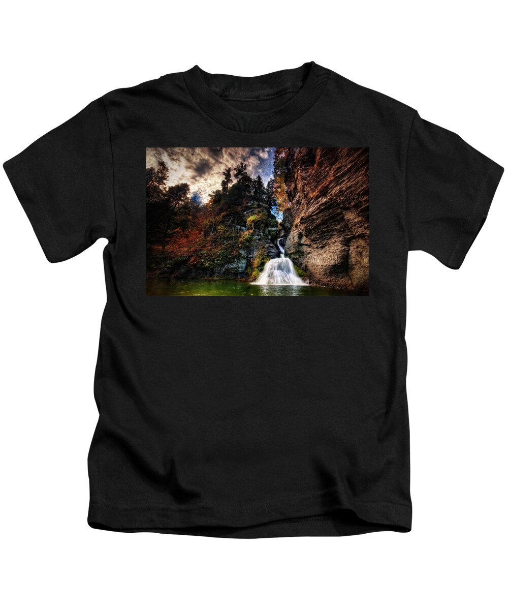 Mine Kill State Park Kids T-Shirt featuring the photograph Laurelindorinan by Neil Shapiro