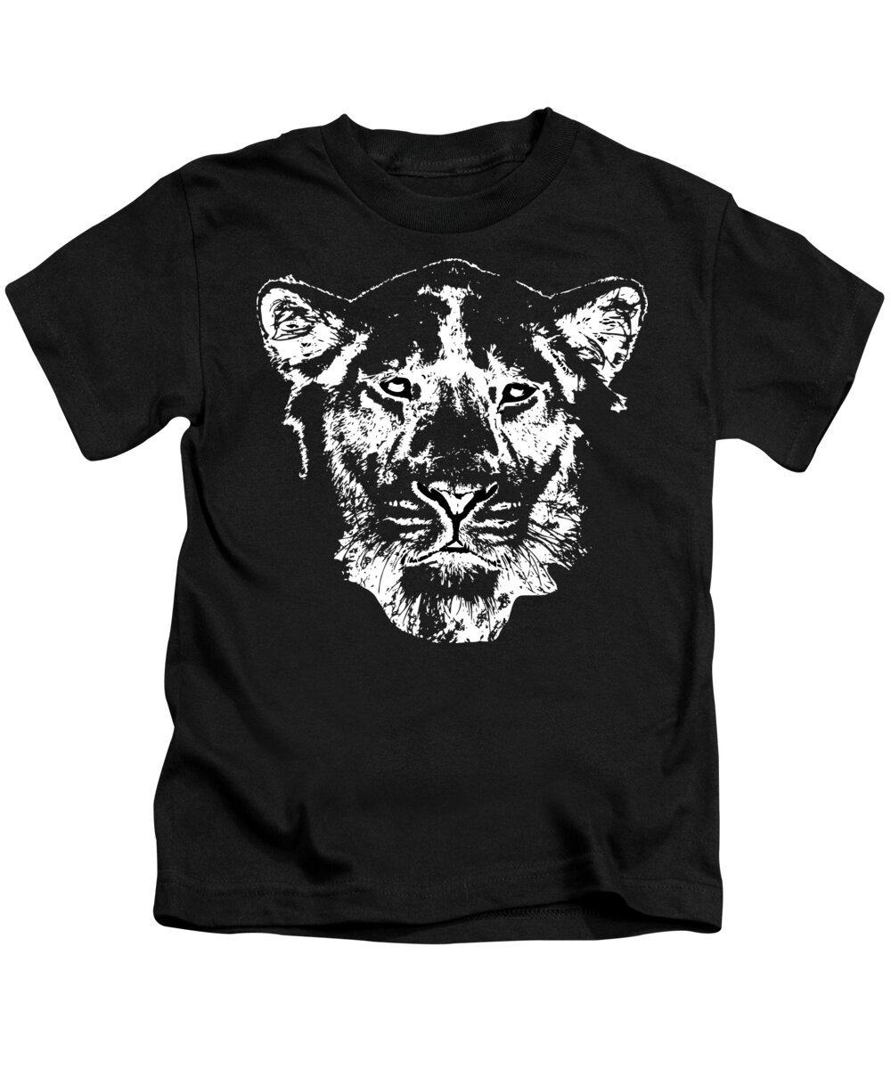 Lion-head Kids T-Shirt featuring the digital art Lion Head by Piotr Dulski