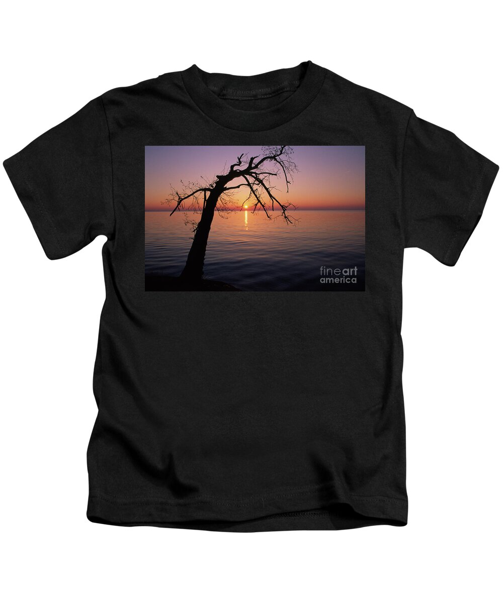 Lone Kids T-Shirt featuring the photograph Lone tree at dusk by Riccardo Mottola