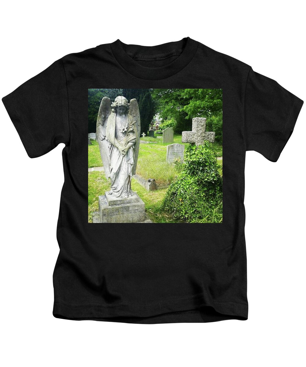 Inspiration Kids T-Shirt featuring the photograph Angel With Lillies by Rowena Tutty
