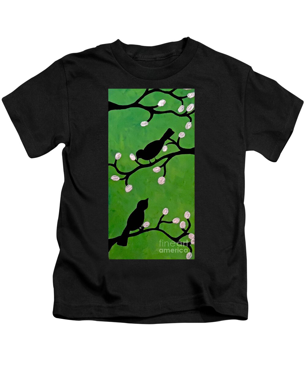 Love Birds Kids T-Shirt featuring the painting Lovers Gaze by Jilian Cramb - AMothersFineArt