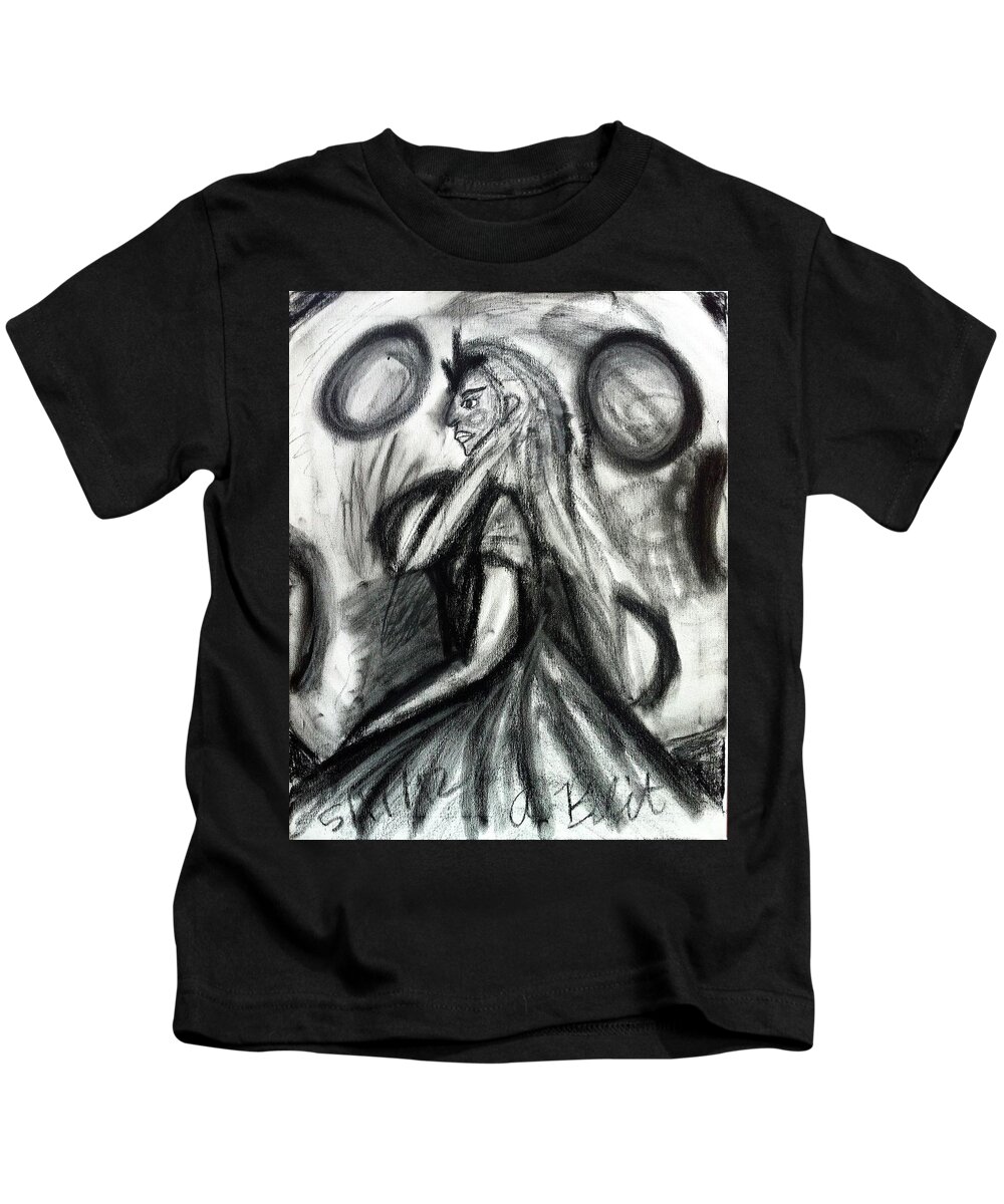 Maiden Kids T-Shirt featuring the pastel Maiden of the Moon by Andrew Blitman