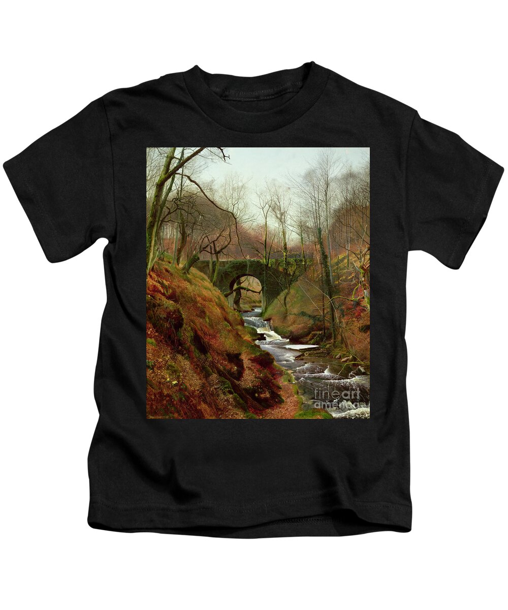March Kids T-Shirt featuring the painting March Morning by John Atkinson Grimshaw