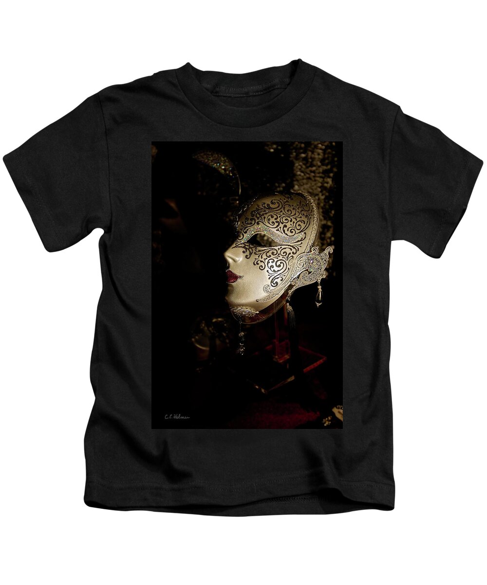 Mask Kids T-Shirt featuring the photograph Mardi Gras Mask by Christopher Holmes